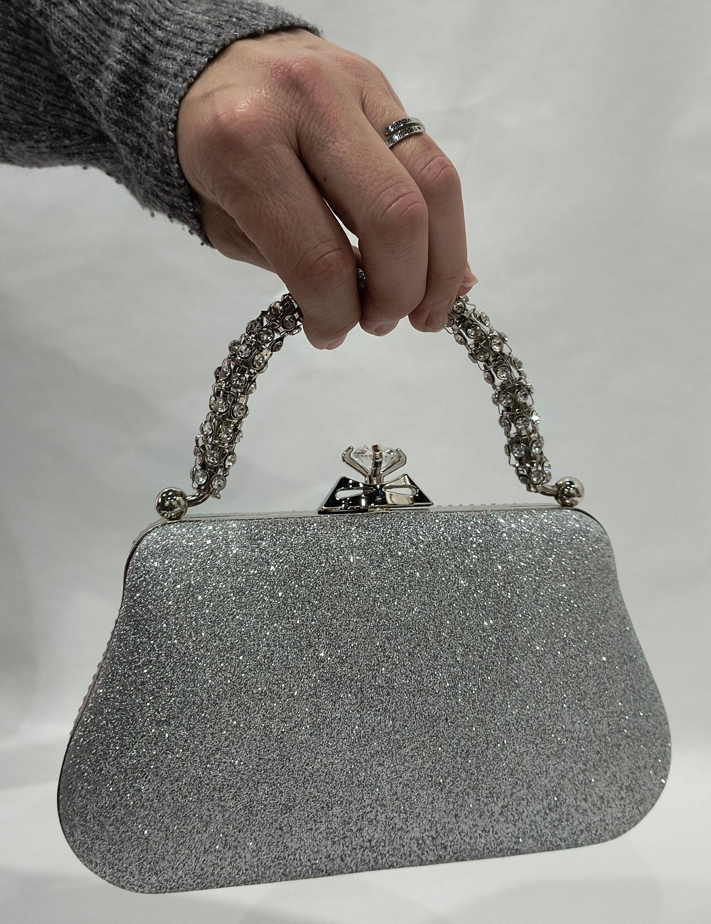Bolso de Fiest 21 x 5.5 x 12 cm a con Lentejuelas y Cierre de Click con Diamante – Brilla con Elegancia en Cada Evento - tenemosturegalo.es
