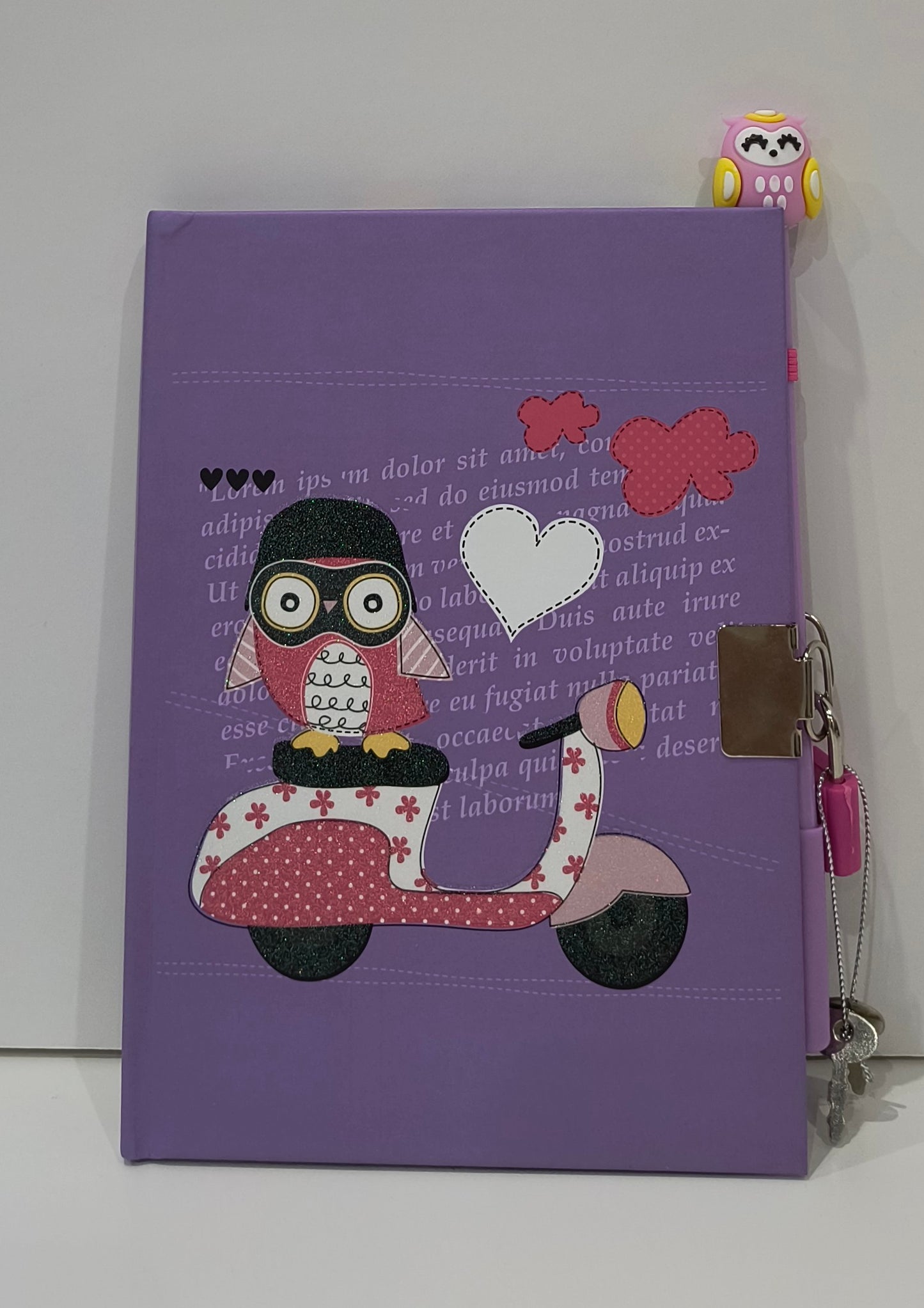 Pack Diario con Candado y Llaves con Bolígrafo - Lila, Azul y Rosa con Dibujo de Búho (13x18x1cm) - tenemosturegalo.es