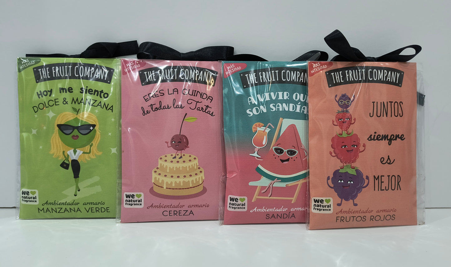 Ambientadores para Armario The Fruit Company: Fragancias de Sandía, Cereza, Sandía y Manzana verde. Más Intensidad We Natural Fragance - tenemosturegalo.es