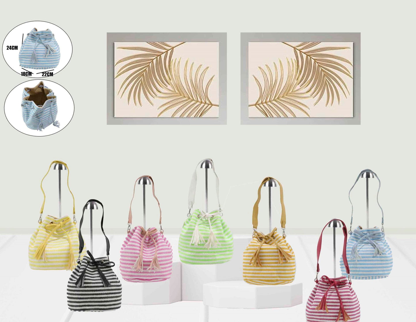 Bolso Bombonera Rayas 22 x 18 x 24cm disponible en rosa, mostaza y verde – Estilo y Comodidad para Tu Día a Día
