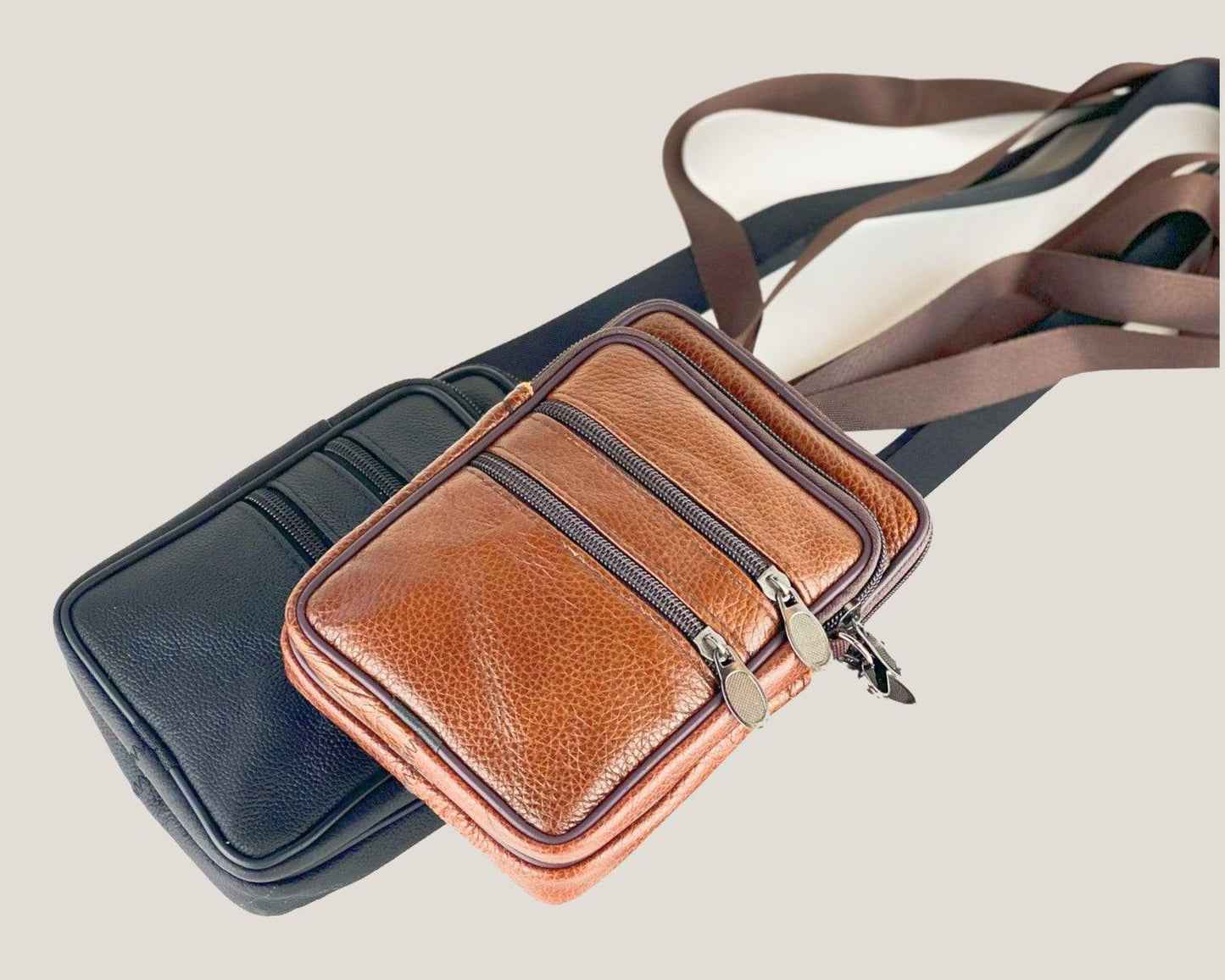 Bolso de Hombre de Piel Disponible en color negro y marrón 19 x 13 x 3 cm – Elegancia y Funcionalidad en un Complemento Exclusivo - tenemosturegalo.es