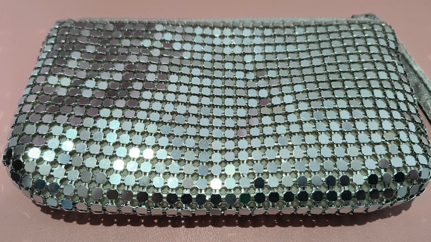 Monedero mujer color plata con detalles brillantes 17*9*1 - tenemosturegalo.es