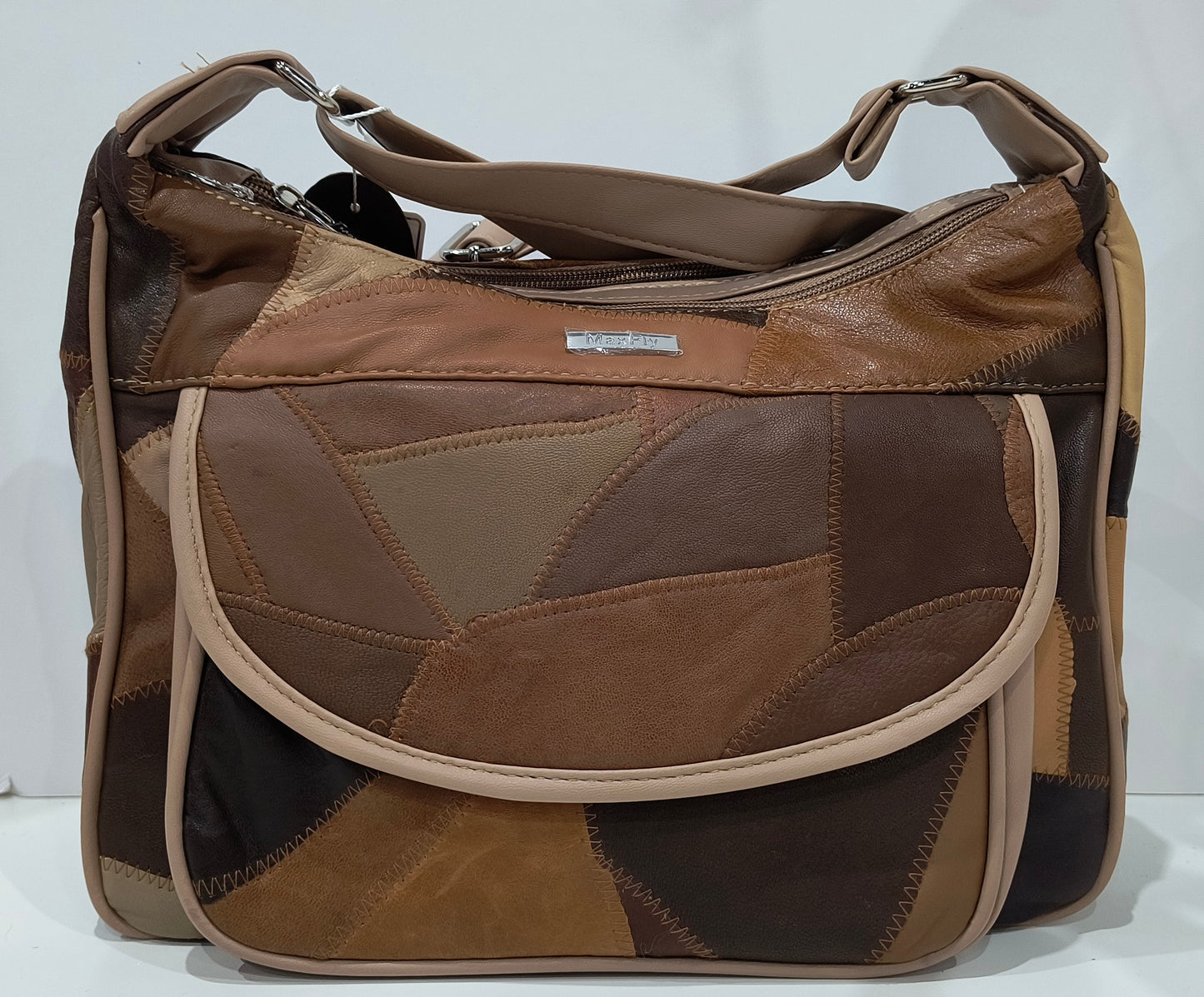 Bolso Bandolera de Piel 30x21x10 cm en Tonos Marrones con Doble Cremallera – Elegancia y Versatilidad para el Día a Día - tenemosturegalo.es