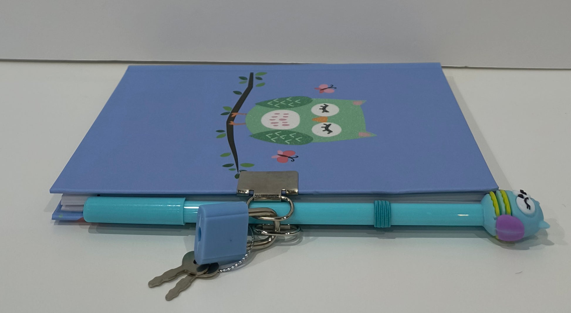 Pack Diario con Candado y Llaves con Bolígrafo - Lila, Azul y Rosa con Dibujo de Búho (13x18x1cm) - tenemosturegalo.es