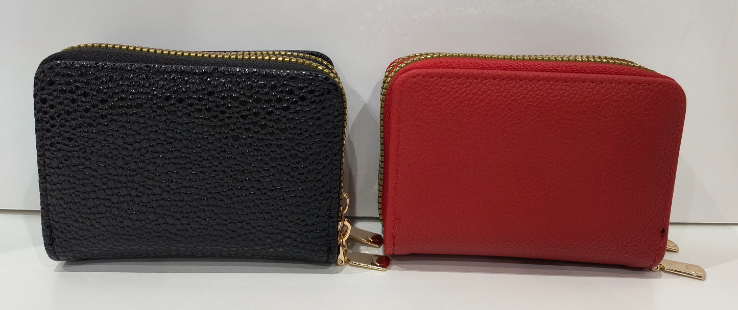 Monedero Cartera 10x8x4cm disponible en color rojo y negro para Mujer con Doble Cremallera (10x8x4 cm): Elegancia y Comodidad en un Diseño Compacto - tenemosturegalo.es