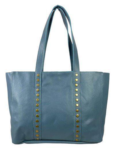 Bolso Shopper 26*29*10,5 cm Color Azul-Vaquero de Piel con Tachas – Elegancia y Versatilidad para Tu Día a Día - tenemosturegalo.es